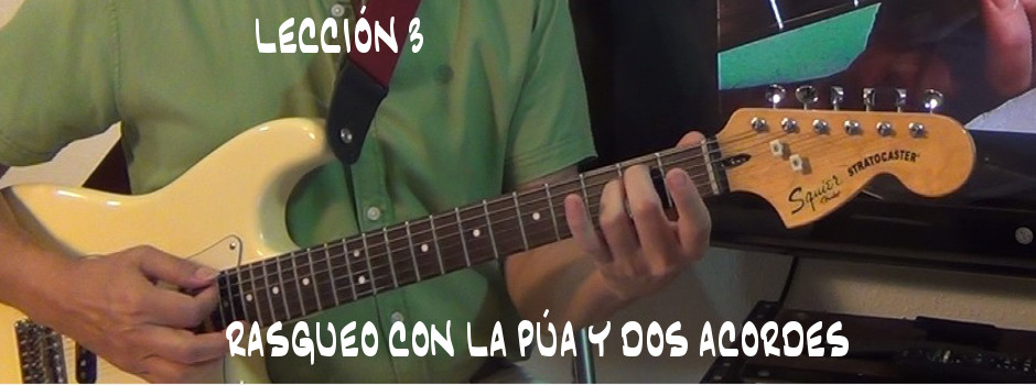 rasgueo con pua - acordes mi menor y la7