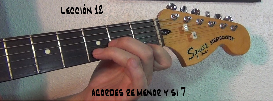 Acordes Re menor y Si 7 para guitarra electrica