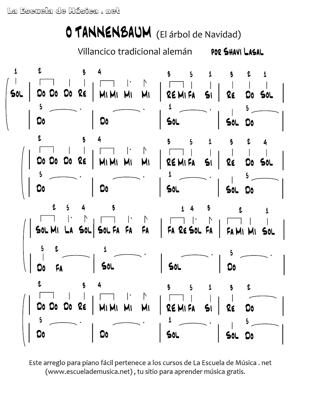 Canciones de Navidad para piano O TANNENBAUM